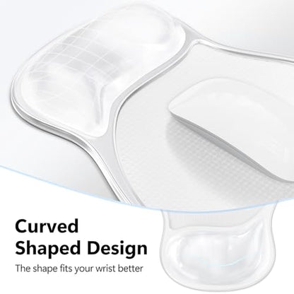 AKIT Ergonomic Mouse Pad and Keyboard Wrist Rest, Gel Wrist Rest for Computer Keyboard, Non-Slip Base, Pain Relief, Mousepad Set for Gaming, Home and Office, Clear - color: Clear