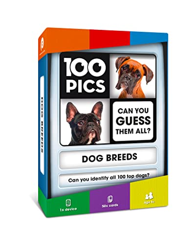 100 PICS Dogs Travel Game | Learn 100 Dog Breeds Flash Cards with Slide Reveal Case | Card Game, Gift, Stocking Stuffer | for Kids and Adults | Ages 6+ - style: Dogs