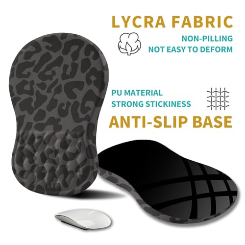 Hokafenle Ergonomic Mouse Pad Wrist Support, Wrist Rest Mousepad for Carpal Tunnel Pain Relief with Integrated Memory Foam Slope Massage Bulge (11.8x7.9 inch,Black Leopard - color: KM20-Black Leopard