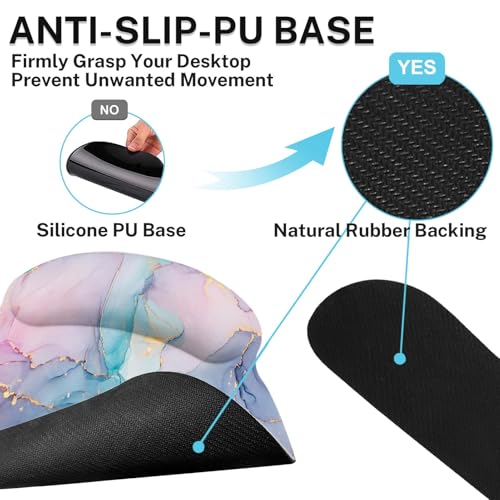 Arttown Keyboard Mouse Pad Set, 4 in 1 Desk Mat Set Marble Gradient | Gold Purple Pink Large Mousepad+Keyboard Wrist Rest+Mouse Wrist Rest+Coaster Ergonomic Design for Home Office Computer - color: Blue Purple Marble