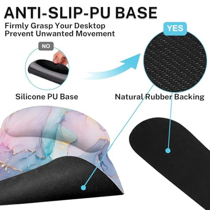 Arttown Keyboard Mouse Pad Set, 4 in 1 Desk Mat Set Marble Gradient | Gold Purple Pink Large Mousepad+Keyboard Wrist Rest+Mouse Wrist Rest+Coaster Ergonomic Design for Home Office Computer - color: Blue Purple Marble