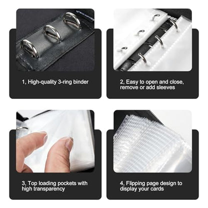 GEAoffice 1 Pocket Mini Trading Card Binder Holds 80 Cards, Black | 40 Removable Acid-free & Non-PVC Sleeves, Premium PU Leather, Zip Close Card Album Binder for TCG, MTG, Sports&Games, Gift - color: Black-1 Pocket