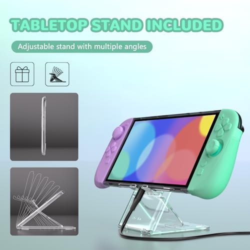 playvital Ranger Protective Case for Nintendo Switch 2 with Stand | Ergonomic Anti-Slip Silicone Grips, Dockable Hard Shell, 4 Thumbstick Caps | Quick-Release-Joycon Design, Soft Violet & Mint Green - color: Soft Violet & Mint Green