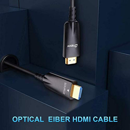 DTECH 75ft Fiber Optic HDMI Cable with 4K 30Hz and 1080p 60Hz HD Video 3D ARC HDCP CEC High Speed Supported Compatible with DVD Player Computer Monitor Gaming Console TV (75 Feet, Black) - size: 75ft