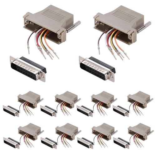 10PCS DB25 Serial Port Male to RJ45 Ethernet Adapter, M/F | 25 Pin, Serial Port Male to RJ45, Ethernet LAN Extend Modular Converter - style: DB25 Male