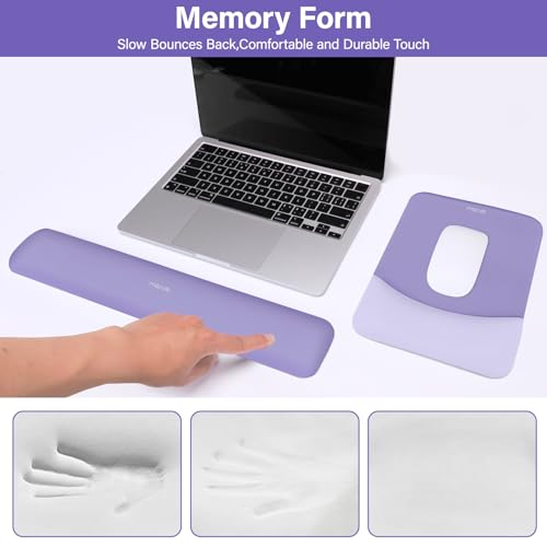 MOSISO Wrist Rest Support Mouse Pad & Keyboard Set, Purple | Rectangular Ergonomic Mousepad, Non-Slip Base, Home/Office Pain Relief & Easy Typing, Neoprene Cloth & Raised Silicone Lining - color: Purple