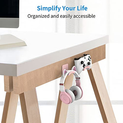SOKUSIN Headphone Stand Headset Holder - Adhesive Gaming Earphones Hanger, Universal Desk Wall Mount Hook for All Headphone/Controller, Compatible with Beats, AirPods Max,Sony, JBL (Pink) - color: Pink