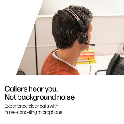 Poly Blackwire 5220 Wired Headset - Flexible Boom Mic - Noise Cancelling Headphones with Mic - USB-C, USB-A, 3.5mm - Ergonomic Over-Ear Design - Works with Microsoft Teams, Zoom - Work from Home - style: 2024 Version (USB-C & USB-A)