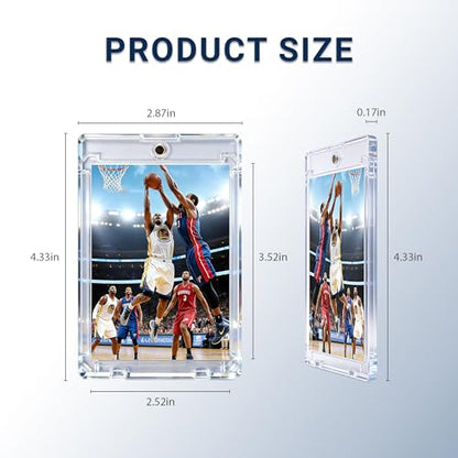Yuoyar 12ct Magnetic Card Case - 35pt Magnetic Card Holder - UV Protection Hard Plastic Display Case for Trading, Baseball, Football, Game Cards