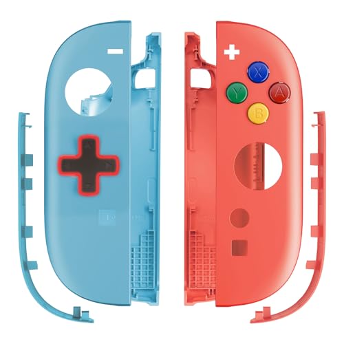 eXtremeRate Replacement Shell (D-Pad Version) with Buttons for Joycon 2, Custom Housing Faceplate Case + Decorative Strips + ABXY Dpad for Nintendo Switch 2 Controller - Essence Version - Blue Orange - color: Blue & Orange