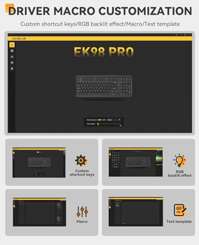 DAREU EK98PRO Wireless Mechanical Keyboard, Gasket Hot Swappable Custom, Pre-lubed Linear Switches, Side Printed PBT Keycaps, BT5.0/2.4GHz/USB-C, RGB Backlit Gaming Keyboard for Win/Mac - color: Cloudy Aqua