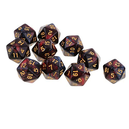 10PCS Polyhedral D20 Dice 20mm Acrylic 20 Sided Dice for RPG MTG DND Table Games (Red Blue) - color: Red Blue