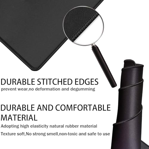 Gaming Mouse Pad, Large Mouse Pads Waterproof Extra Large Big Mouse Pad with Stitched Edge, XXXL Non-Slip Black Computer Mousepad Desk Mat for Gamer, Office & Home, Black - color: Black, size: 35.4L x 15.7W inches