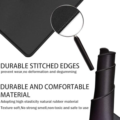 Gaming Mouse Pad, Large Mouse Pads Waterproof Extra Large Big Mouse Pad with Stitched Edge, XXXL Non-Slip Black Computer Mousepad Desk Mat for Gamer, Office & Home, Black - color: Black, size: 35.4L x 15.7W inches