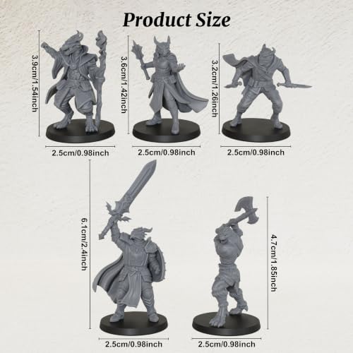 AUSPDICE Fantasy RPG Accessory Figurine Set for Dungeon Masters & TTRPG Players, 25mm Scale Tabletop Unpainted Miniatures Pack- Dragonborn Adventurer AS1008