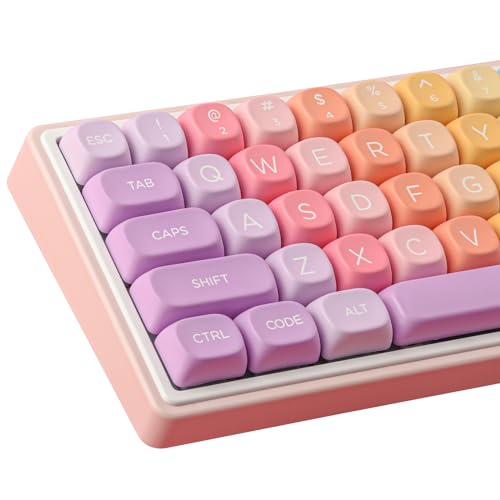 Tsungup MOA Profile Keycaps,PBT Cute Rainbow Candy Keycaps 126 Keys Dye-Sublimation Custom Keycap Set with Keycap Puller for Cherry Gateron MX Swithes Mechanical Keyboards - color: Rainbow Candy