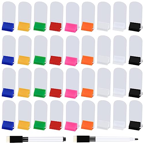 Meetory 112 Pcs Blank Game Board Markers and Game Card Stands with Black Marker Pens, 65 Plastic Token Cards with 45 Multi-Color Card Stands for DIY Board Game Party Favor