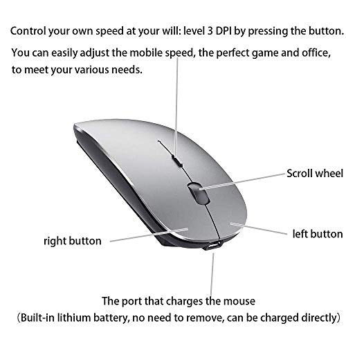 PeiBO Bluetooth 5.2 Wireless Dual-Mode Mouse, Gray Black, 2022 Model - color: Gray black