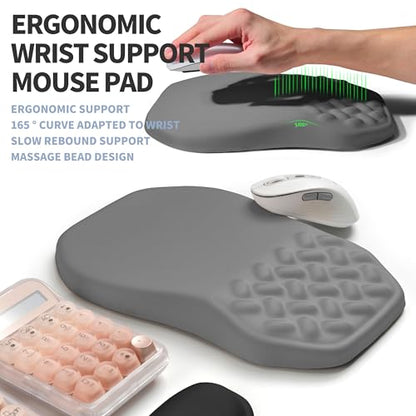 2-in-1 Ergonomic Set, Wave Keyboard Wrist Rest and Massage Slope Mouse Pad Wrist Support, Rebound Memory Foam for Relieve Carpal Tunnel Syndrome and Wrist Pain (Dark Grey) - color: Dark Grey