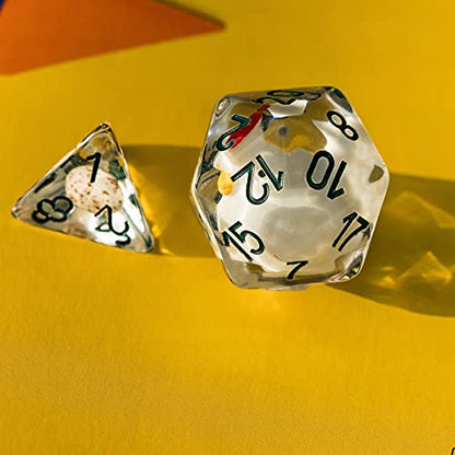 Cusdie 8-Die DND Dice, Polyhedral Dice Set Filled with Animal, Animal Dice Set for Role Playing Game D&D Dice (8Pcs Yellow Chicken) - color: 8pcs Yellow Chicken