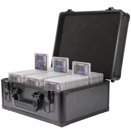 EcoVibe Graded Card Case, Aluminum Alloy Trading Card Storage Box with Carry Handle, Sports Card Case Holders with Dividers, Graded Card Storage Boxes Fits Psa, TCG, Csg, BGS, SGC Slabs - color: 3GE KX
