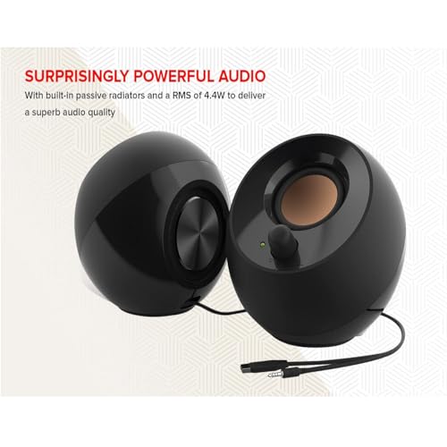 Creative Pebble 2.0, USB Desktop Stereo Speakers for PC/Laptop, Black | USB-Powered, 2.0 Speaker, Compact, Stereo, PC Speakers, Laptop Speakers, Minimal Design, Desktop Audio, Black - color: Black