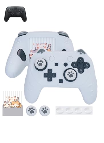 Case for Nintendo Switch 2 Pro Controller,UYRUREL Premium Sillence Material,Shock-Absorbing and Anti Drop Protection Soft Shell,with Stickers and Thumb Grips,Gray. - color: Gray