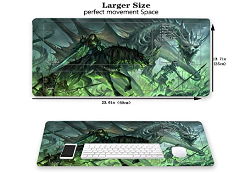 MTG Playmat, Game Play Mat for MTG TCG 24 x 14 inches Trading Card Inked Game Playmats with Storage Bag Smooth Rubber Surface Battle - color: Zombie Dragon With Zones4