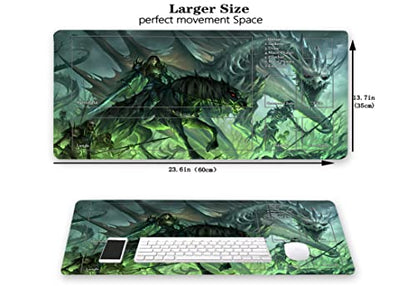 MTG Playmat, Game Play Mat for MTG TCG 24 x 14 inches Trading Card Inked Game Playmats with Storage Bag Smooth Rubber Surface Battle - color: Zombie Dragon With Zones4