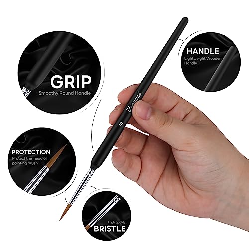 10 Pcs Fine Detail Paint Brush Set - Lightweight Wooden Ergonomic Grip Miniature Paint Brushes for Acrylic, Warhammer 40K, Gundam Models, D&D Figures, Nail Art - Micro Paint Brushes