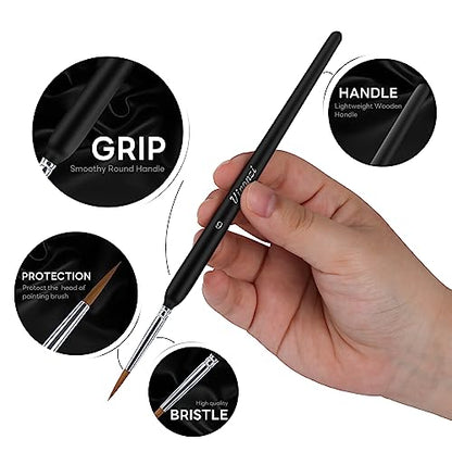 10 Pcs Fine Detail Paint Brush Set - Lightweight Wooden Ergonomic Grip Miniature Paint Brushes for Acrylic, Warhammer 40K, Gundam Models, D&D Figures, Nail Art - Micro Paint Brushes