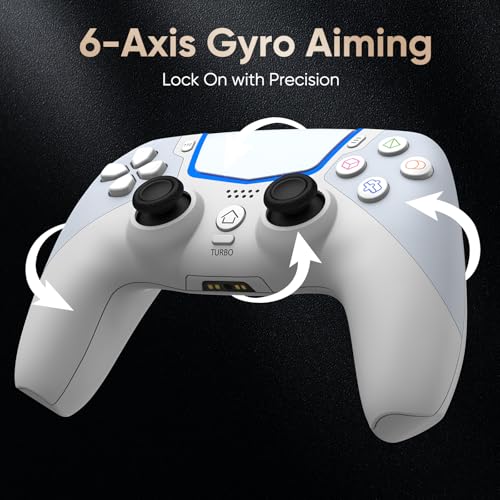 BETMI Wireless Controller for PS-5/Pro/Slim/PC, Hall Joysticks(Off-White) | Bluetooth Gaming Controller with LED Channel Light/Turbo/6Axis Gyro/Dual Vibration/Touchpad/3.5mm Audio Jack/Speaker Function