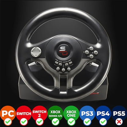 SUBSONIC - Superdrive SV250 Racing Wheel Switch 2/Switch PS4 PC Xbox Series | Steering Wheel with Pedals and Paddles - Vibration - 3 Sensitivity Modes - Diameter 22 cm, Rotation 180°