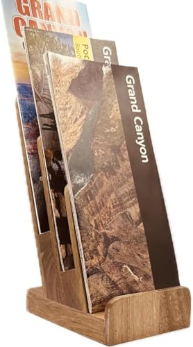 Distinguished 3-Tier Acacia Wood Literature Holder, Trifold Brochure Holder, Flyer Holder, Postcard Display and Countertop Wooden Display Stand [Pack of 2] - style: Acacia 2-Pack