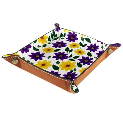 Purple Yellow Flowers Dice Tray Dice Rolling Tray Folding Dice Holder for Dice Games, Like RPG, DND and Other Table Games - color: Multi 1