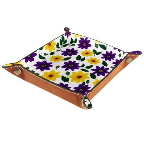 Purple Yellow Flowers Dice Tray Dice Rolling Tray Folding Dice Holder for Dice Games, Like RPG, DND and Other Table Games - color: Multi 1
