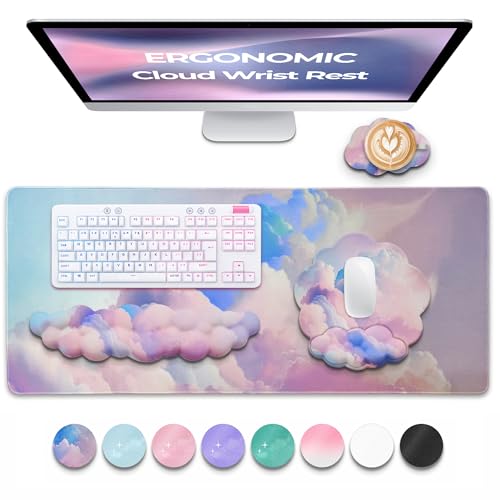 Premium Quality Cloud Wrist Rest Keyboard, Mouse Pad, Wrist Rest Pad, Wrist Rest for Computer Keyboard, Cloud Drink Coaster and Mouse Pad - color: Cloud