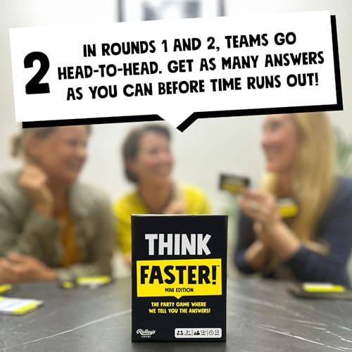 Ridley's Games: Mini Thinkfast- Small Packaging for On-the-Go Play- Fast-Paced Trivia Game - Family Game Night Favorite for Ages 13+, 3-10 Players, 15 Minute Playtime
