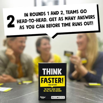 Ridley's Games: Mini Thinkfast- Small Packaging for On-the-Go Play- Fast-Paced Trivia Game - Family Game Night Favorite for Ages 13+, 3-10 Players, 15 Minute Playtime