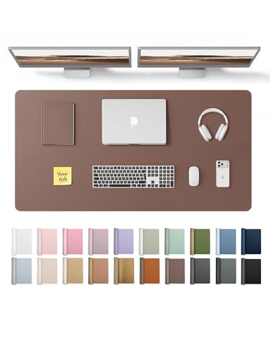 YSAGi Leather Desk Protector, Office Mat, Large Mouse Mat, Non-Slip PU Leather Blotter, Laptop Desk, Waterproof Writing Pad for Office and Home (Chocolate, 47.2" x 23.6") - color: Chocolate, size: 47.2" x 23.6"