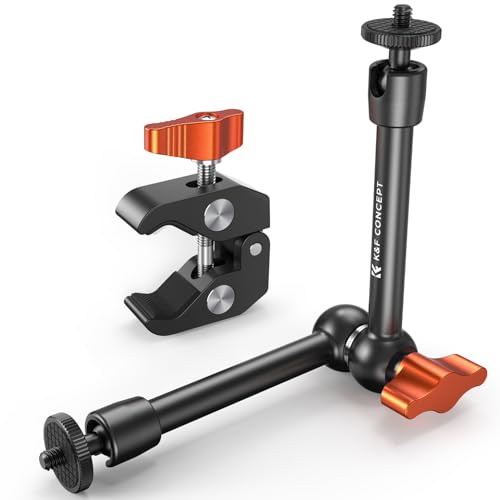 K&F CONCEPT 9.8" Magic Arm Clamp Kit with 1/4" & 3/8" Thread Screw | 360° Ball Heads Camera Mount for Monitor, Flash, LED Light, Microphone, Camera Cage, Action Camera, MS32 - style: 9.8" with Clamp
