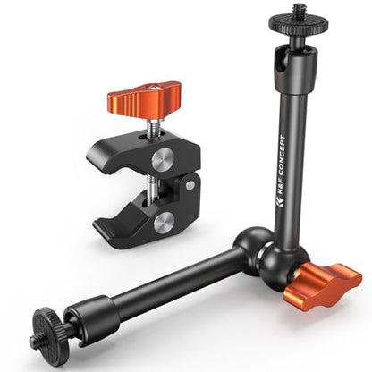 K&F CONCEPT 9.8" Magic Arm Clamp Kit with 1/4" & 3/8" Thread Screw | 360° Ball Heads Camera Mount for Monitor, Flash, LED Light, Microphone, Camera Cage, Action Camera, MS32 - style: 9.8" with Clamp