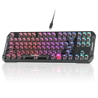 DarkBeacon Blade87 TKL Mechanical Keyboard with Silent Switches, Quiet Typing 87 Keys, Hot Swappable, Gasket Structure, 8000Hz, N-Key Rollover, RGB Backlit, USB Wired Gaming Keyboards for Win/Mac - color: 87-Key Black