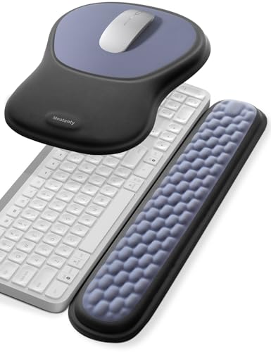 meatanty Keyboard and Mouse Wrist Rest Set, Ergonomic Wrist Pad Support, Computer Hand Palm Rest Combo, Memory Foam Typing Desk Accessory Carpal Tunnel Cushion, Laptop Office Home School-Blue & Black - color: Dark Blue and Black