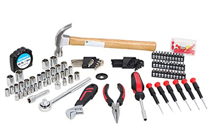 149-Piece Home Tool Set with Socket and Wrench Kit | Premium alloy steel hand tools with hammer, pliers and compact storage case. Perfect DIY kit for house, apartment and dorm - style: 149 Piece