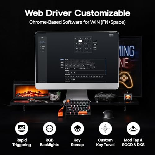 EPOMAKER HE30 One-Handed Hall Effect Keyboard, 8K Polling & 0.125ms | SOCD & Snap Key, Adjustable Trigger, PBT Keycap, RGB, Custom Software, Wired Gaming Keyboard for PC/Gamer (Black Orange) - color: Black Orange