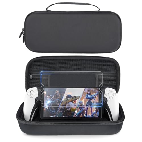 Osenvic Premium Carrying Case for PlayStation Portal, Travel Storage Case for PS5 Handheld Game Consoles, Shockproof, Ps Portal Anti-Collision Black Handbag with 2 Screen Protector