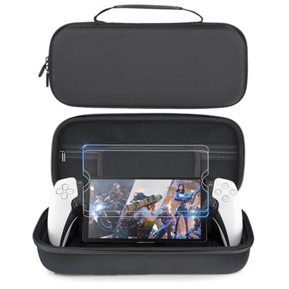 Osenvic Premium Carrying Case for PlayStation Portal, Travel Storage Case for PS5 Handheld Game Consoles, Shockproof, Ps Portal Anti-Collision Black Handbag with 2 Screen Protector