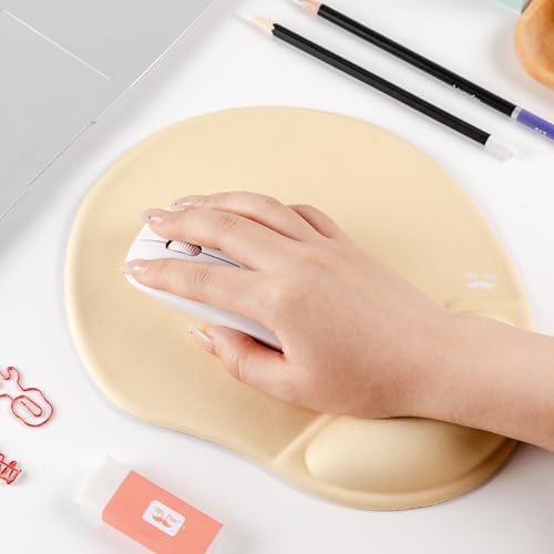 Mr. Pen- Ergonomic Mouse Pad with Wrist Rest | Yellow Breathable Fabric with Memory Foam Cushion, Non-Slip Rubber Base, Gel Mouse Pad with Wrist Support - color: Yellow