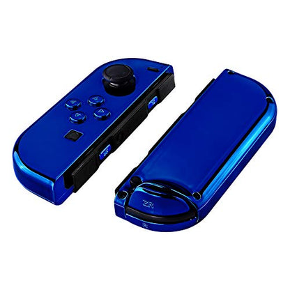 eXtremeRate DIY Replacement Shell Buttons for Nintendo Switch & Switch OLED, Chrome Blue Custom Housing Case with Full Set Button for Joycon Handheld Controller - Console Shell NOT Included - color: Chrome Blue